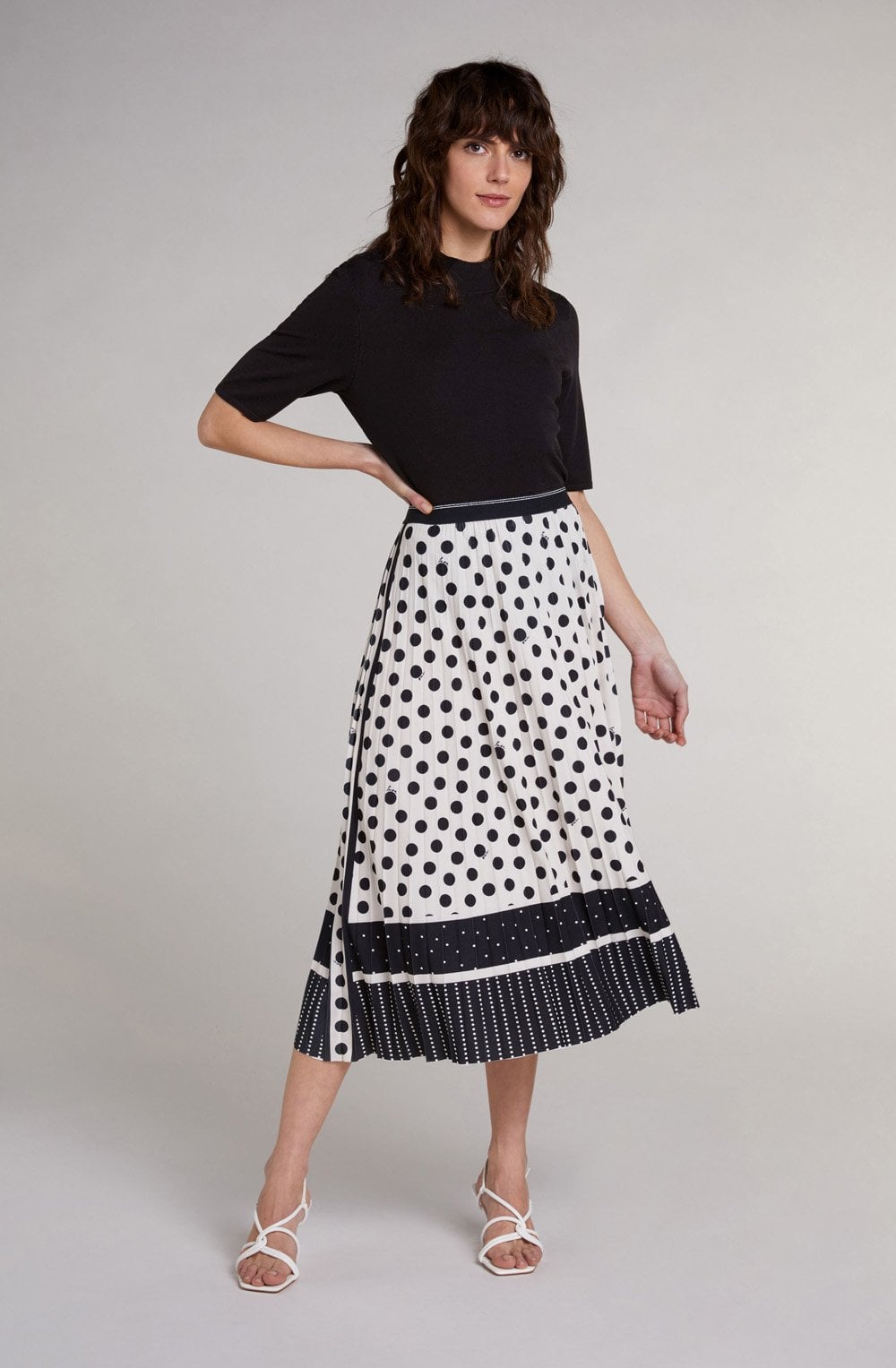 Spot Print Pleated Skirt