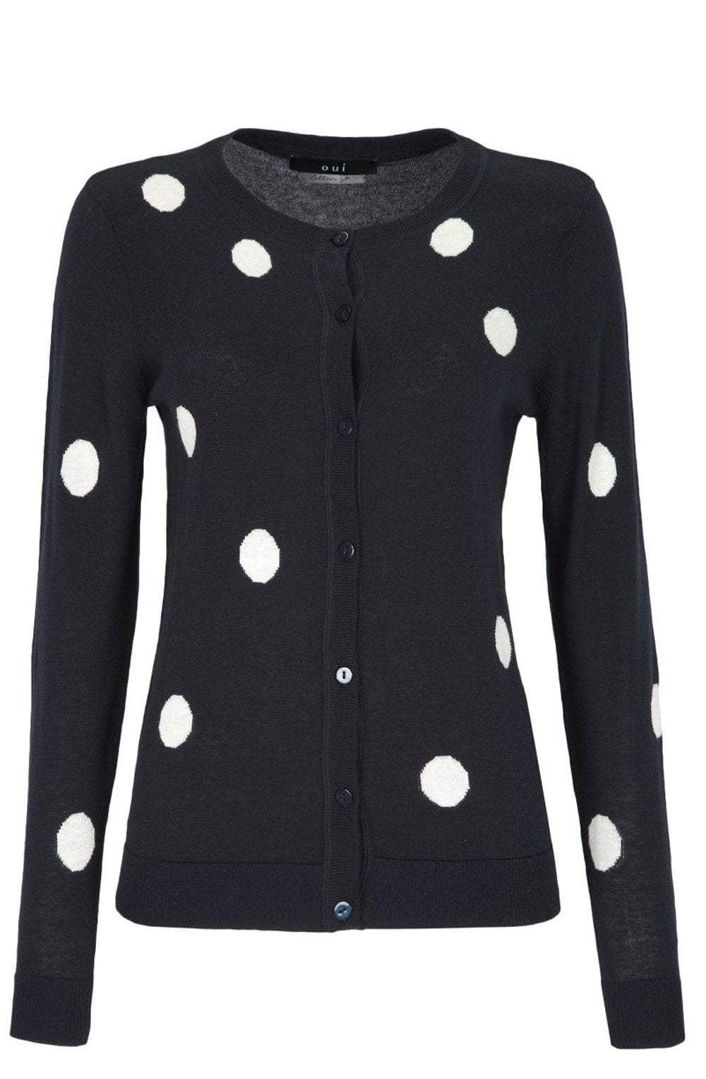 Spotted cardigan navy and white