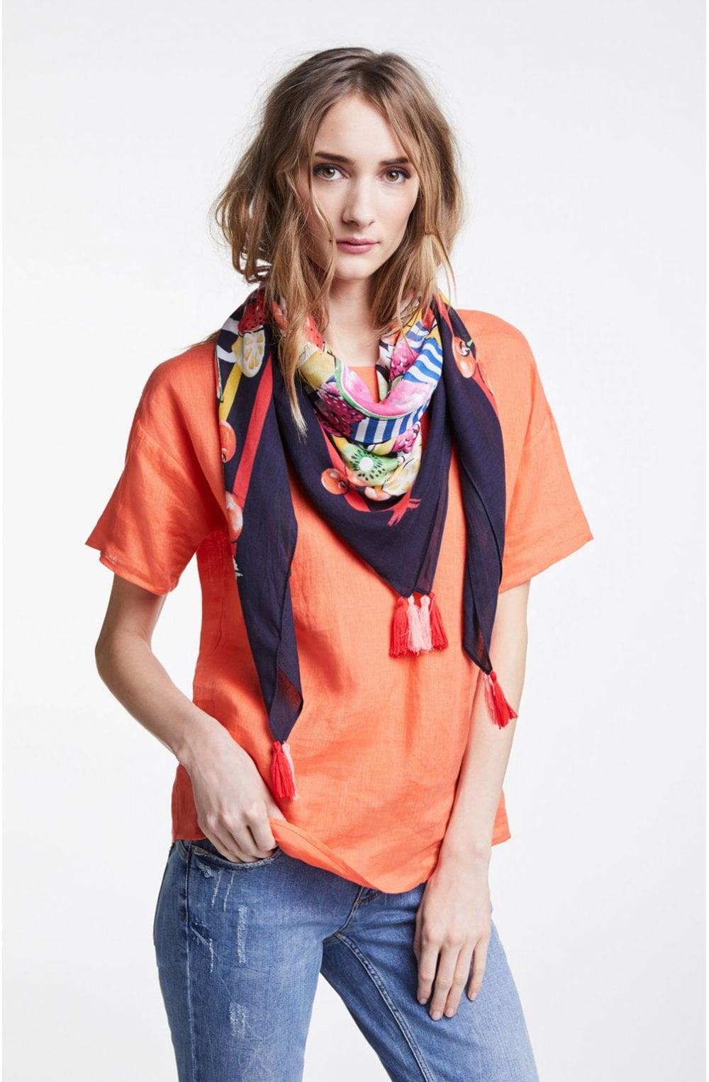 Square Fruit Print Scarf