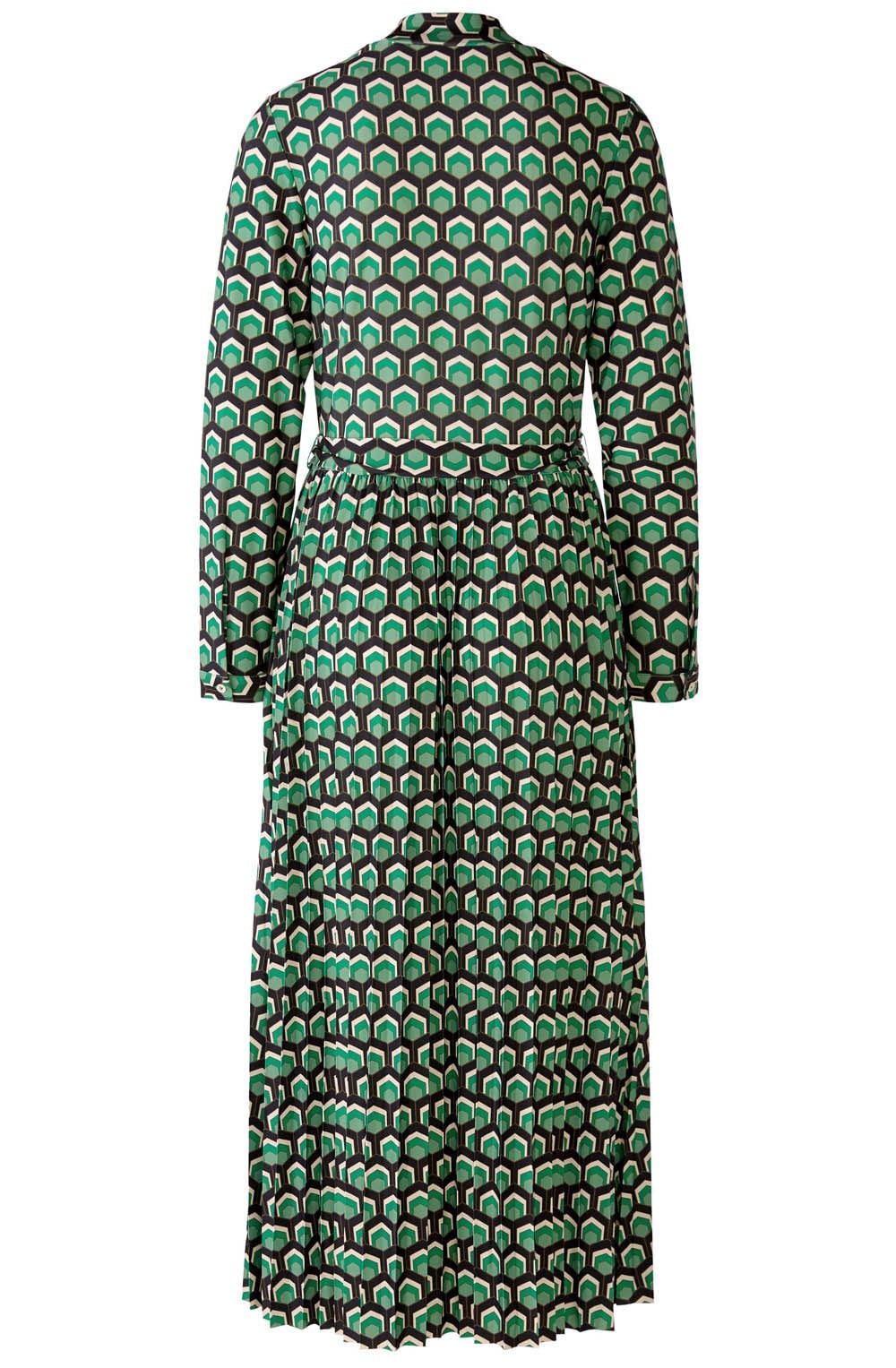 Steel Grey and Green Retro Print Maxi Dress