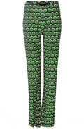 Steel Grey and Green Wide Leg Jersey Trousers