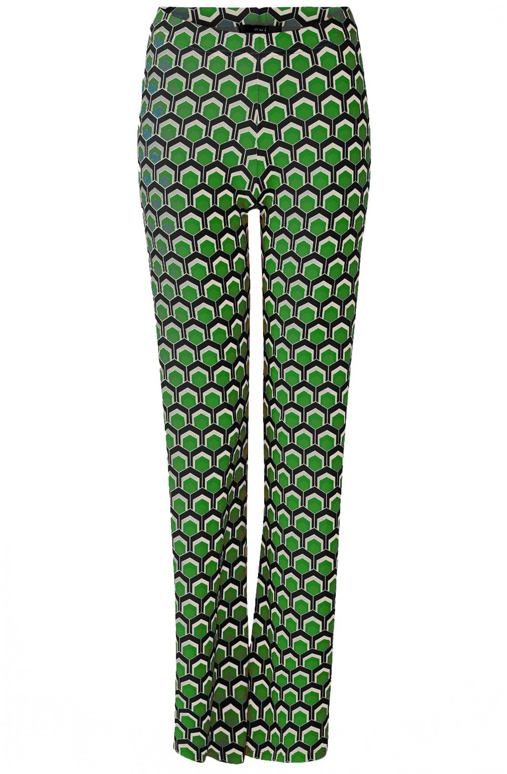 Steel Grey and Green Wide Leg Jersey Trousers