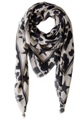Stone and Black Star and Animal Print Scarf