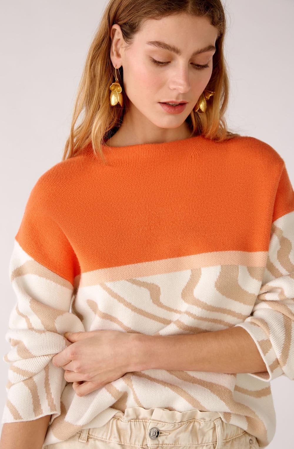 Stone and Orange Marbled Jumper