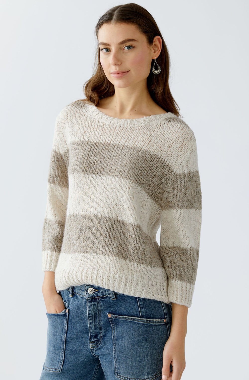 Stone and Taupe Striped Angel Yarn Jumper