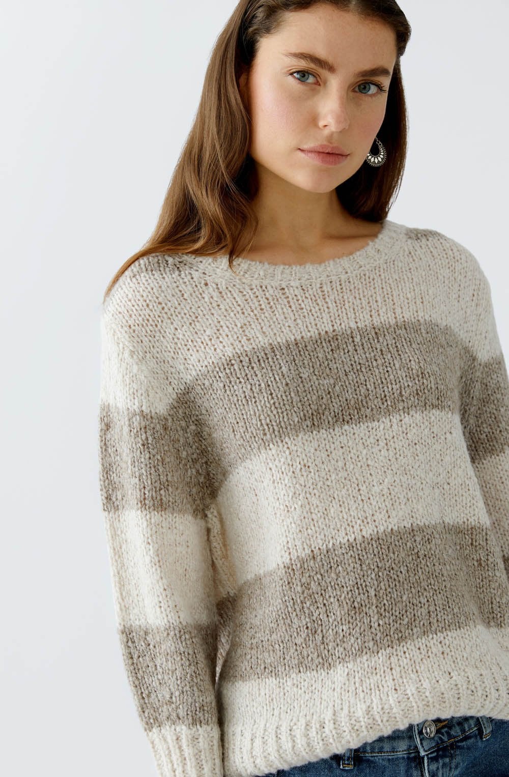 Stone and Taupe Striped Angel Yarn Jumper