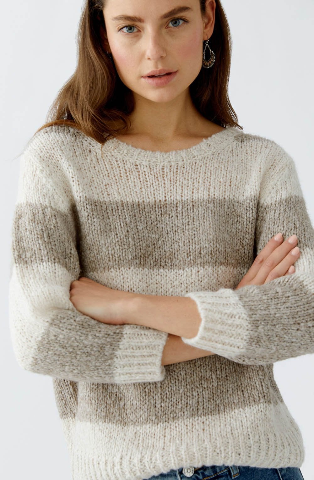 Stone and Taupe Striped Angel Yarn Jumper