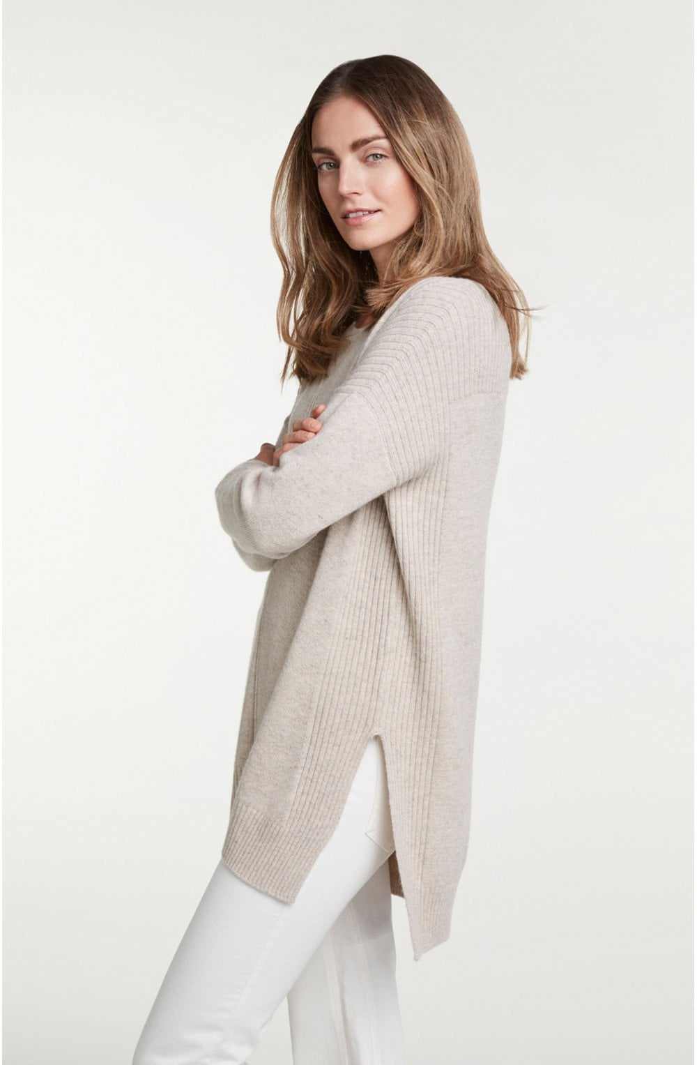 Stone Camel Mixed Knit Jumper