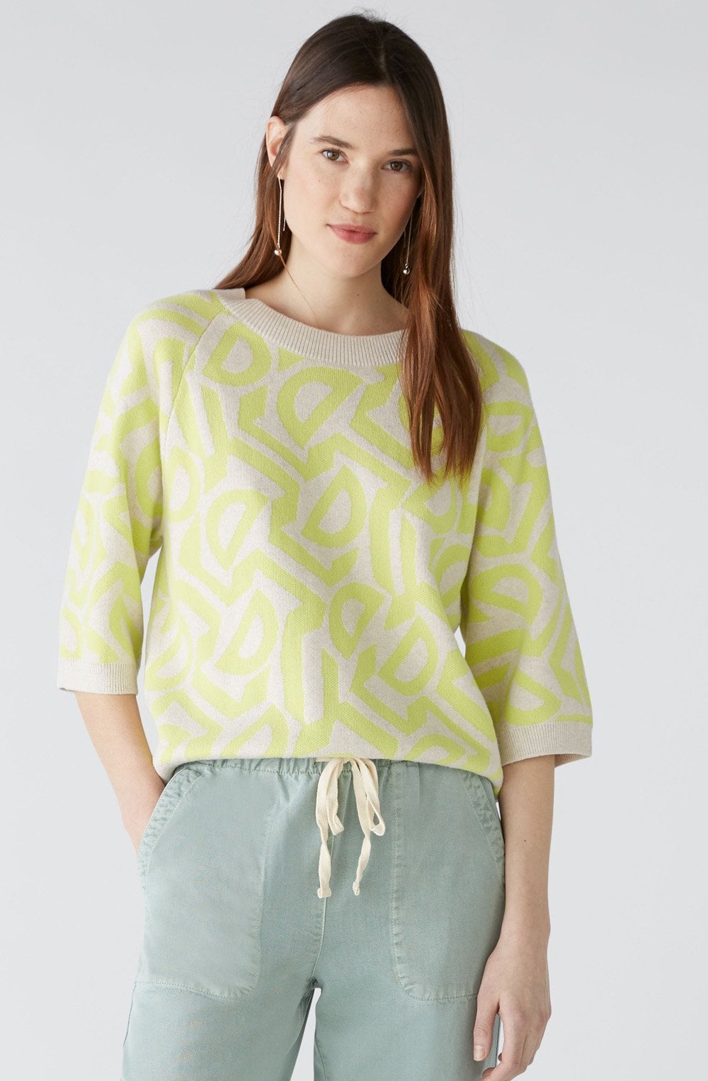 Stone Green Abstract Design Box Sweater