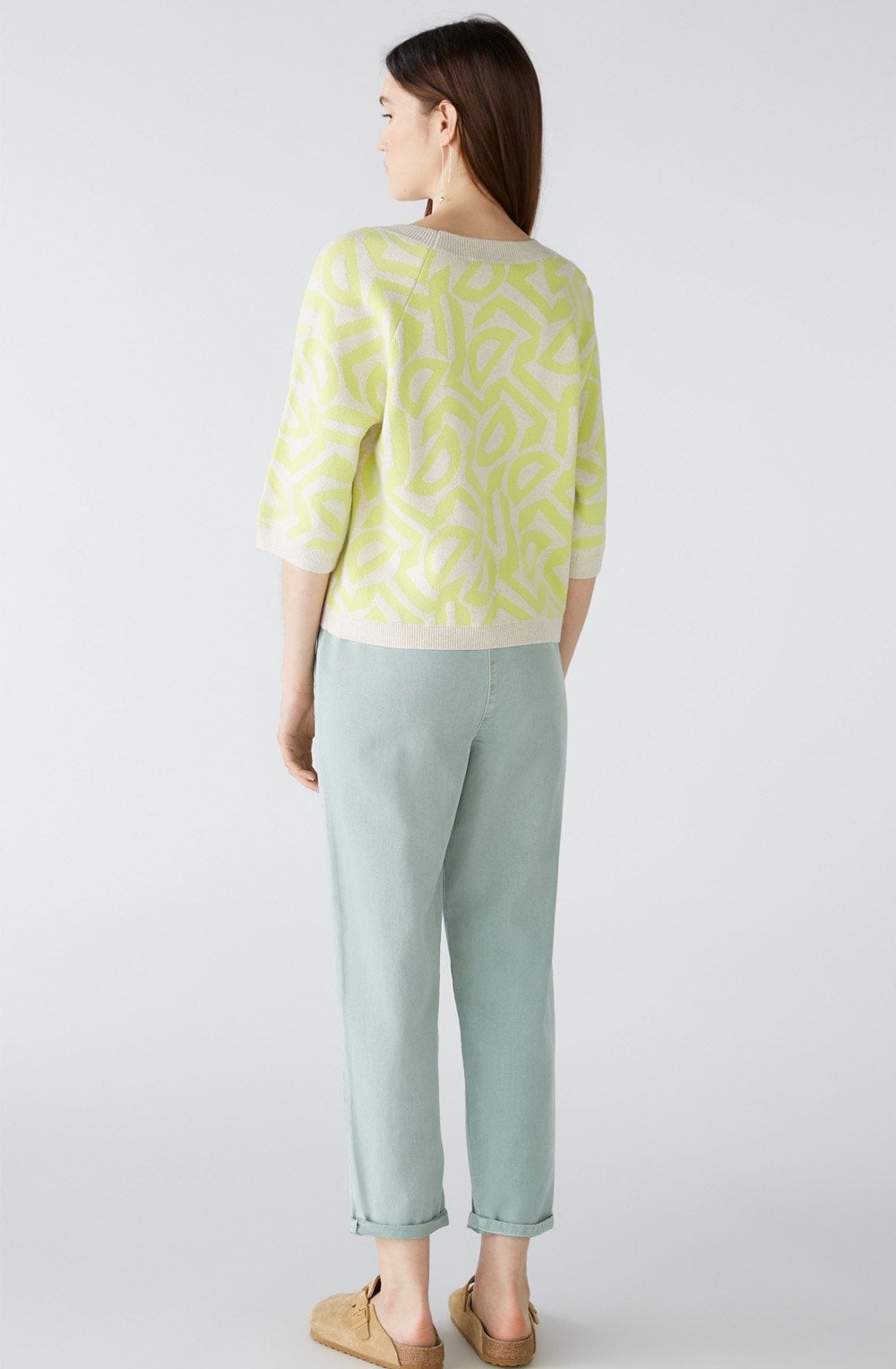 Stone Green Abstract Design Box Sweater