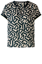 Stone Green Bold Print and Striped Blouse