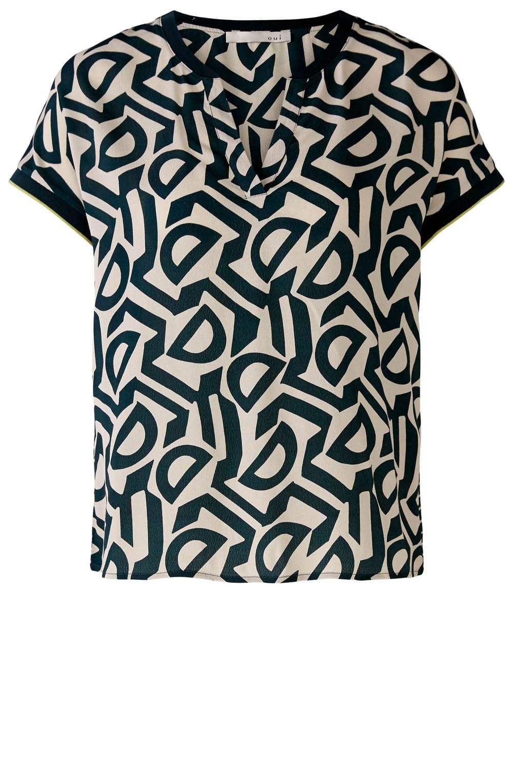 Stone Green Bold Print and Striped Blouse