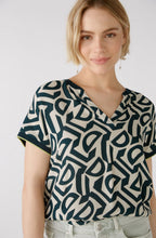 Stone Green Bold Print and Striped Blouse