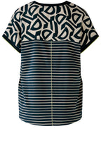 Stone Green Bold Print and Striped Blouse