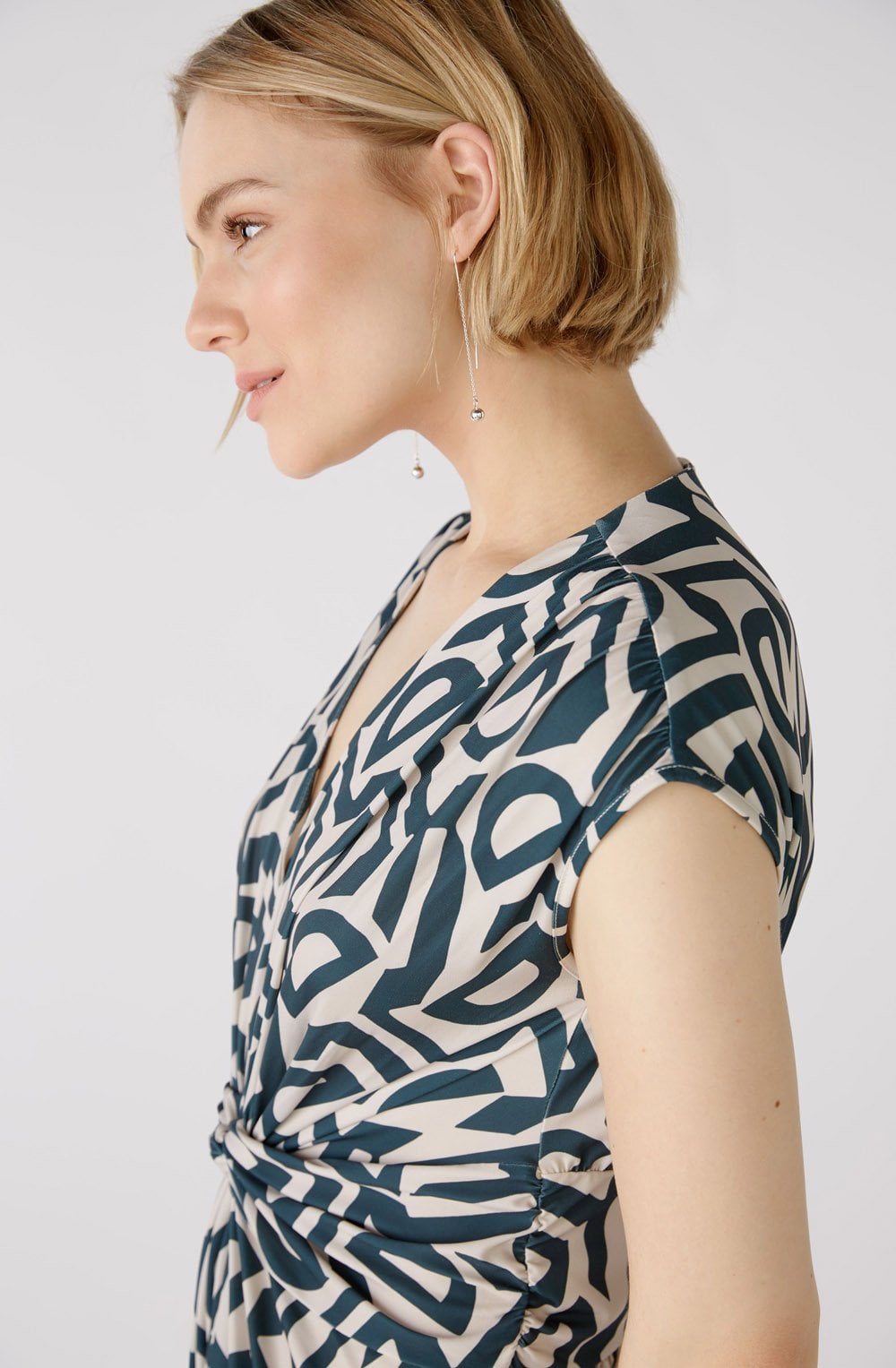 Stone Green Twisted Waist Jersey Dress