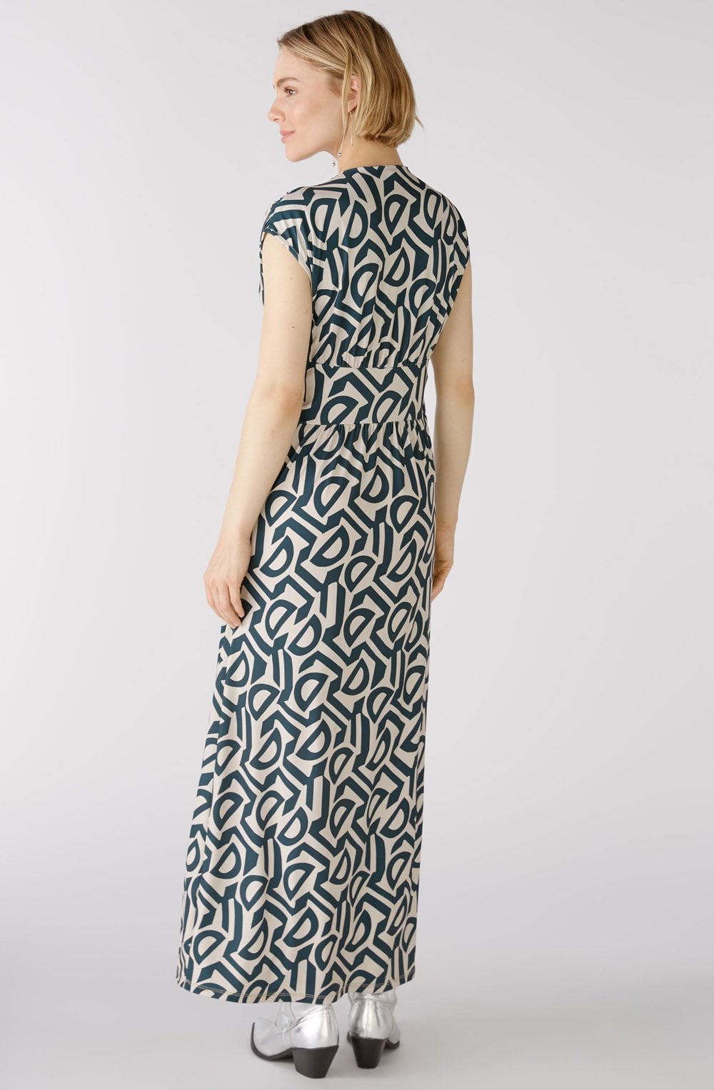 Stone Green Twisted Waist Jersey Dress