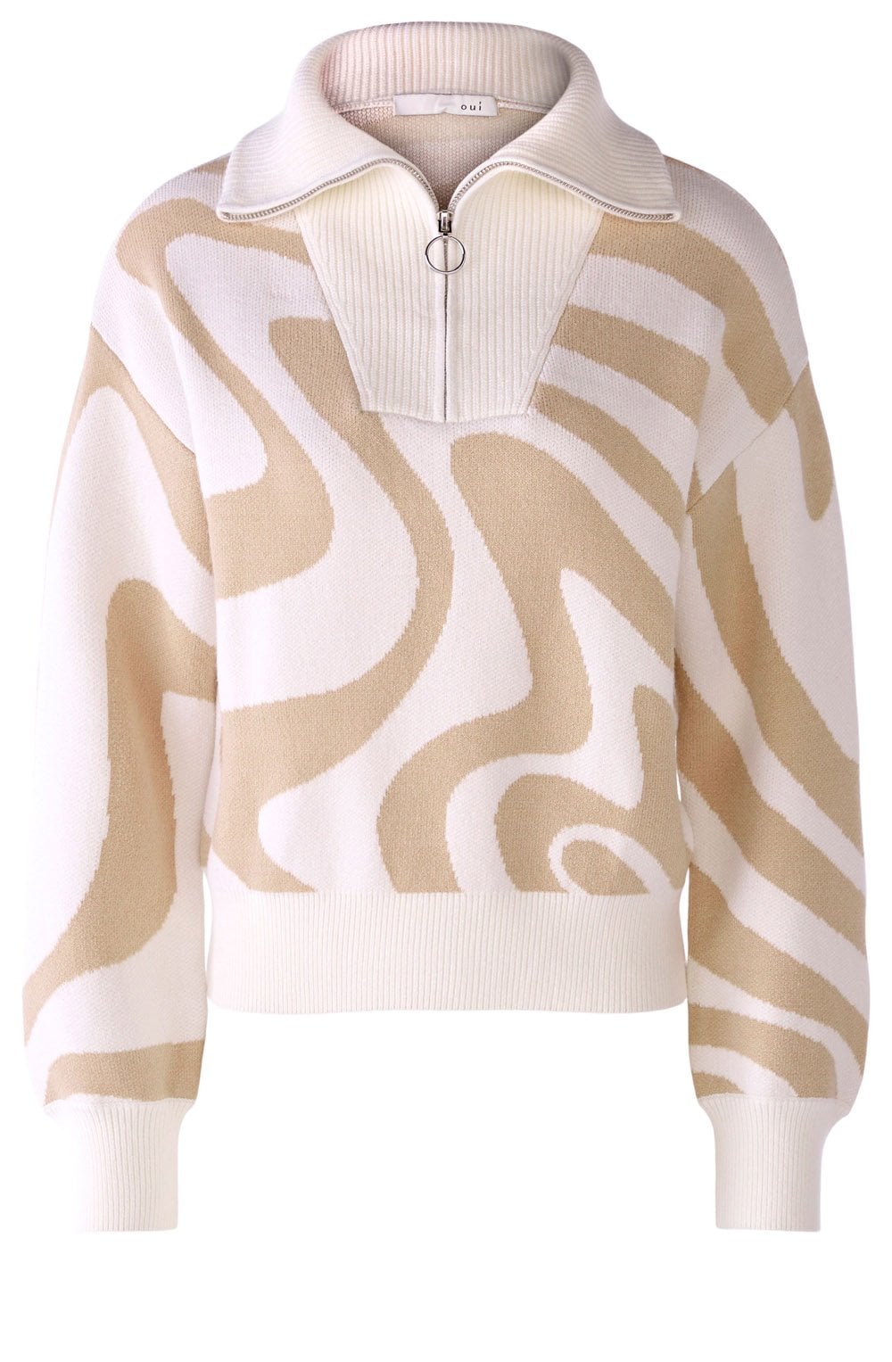 Stone Marbled Zip Neck Jumper