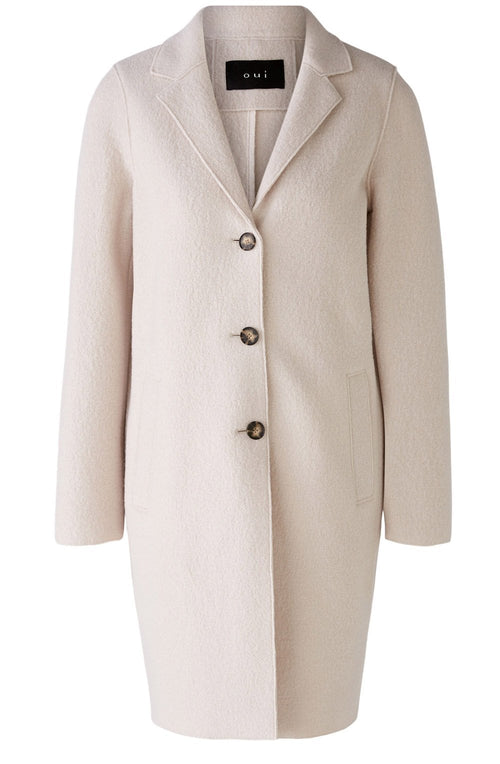 Stone Melange Boiled Wool Coat