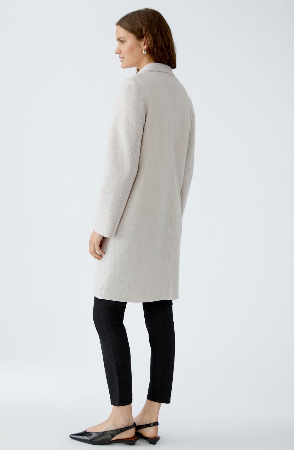 Stone Melange Boiled Wool Coat