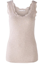 Stone Melange Lace Detail Vest Top