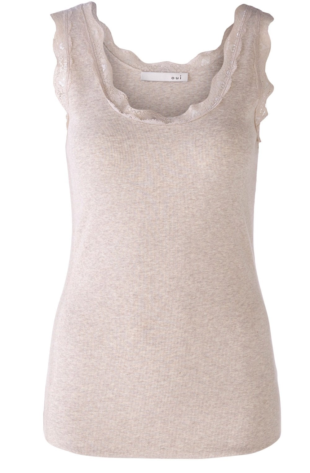Stone Melange Lace Detail Vest Top