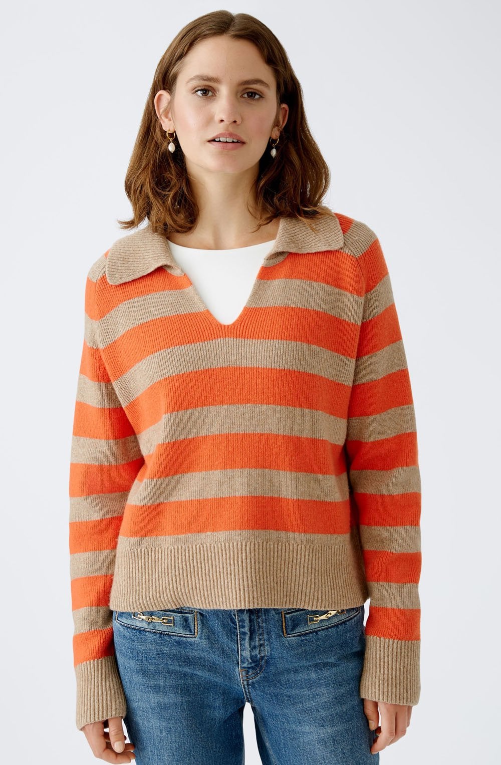 Stone Orange Collared Jumper