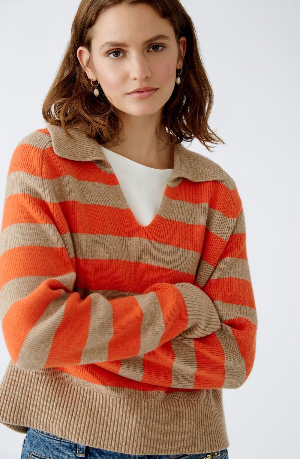 Stone Orange Collared Jumper