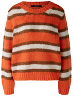 Stone Orange Striped Oversized Jumper