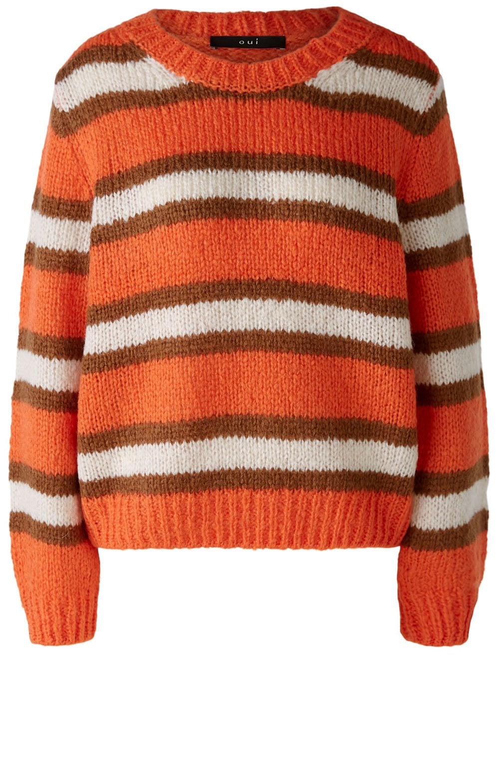 Stone Orange Striped Oversized Jumper