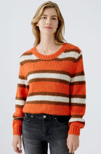 Stone Orange Striped Oversized Jumper