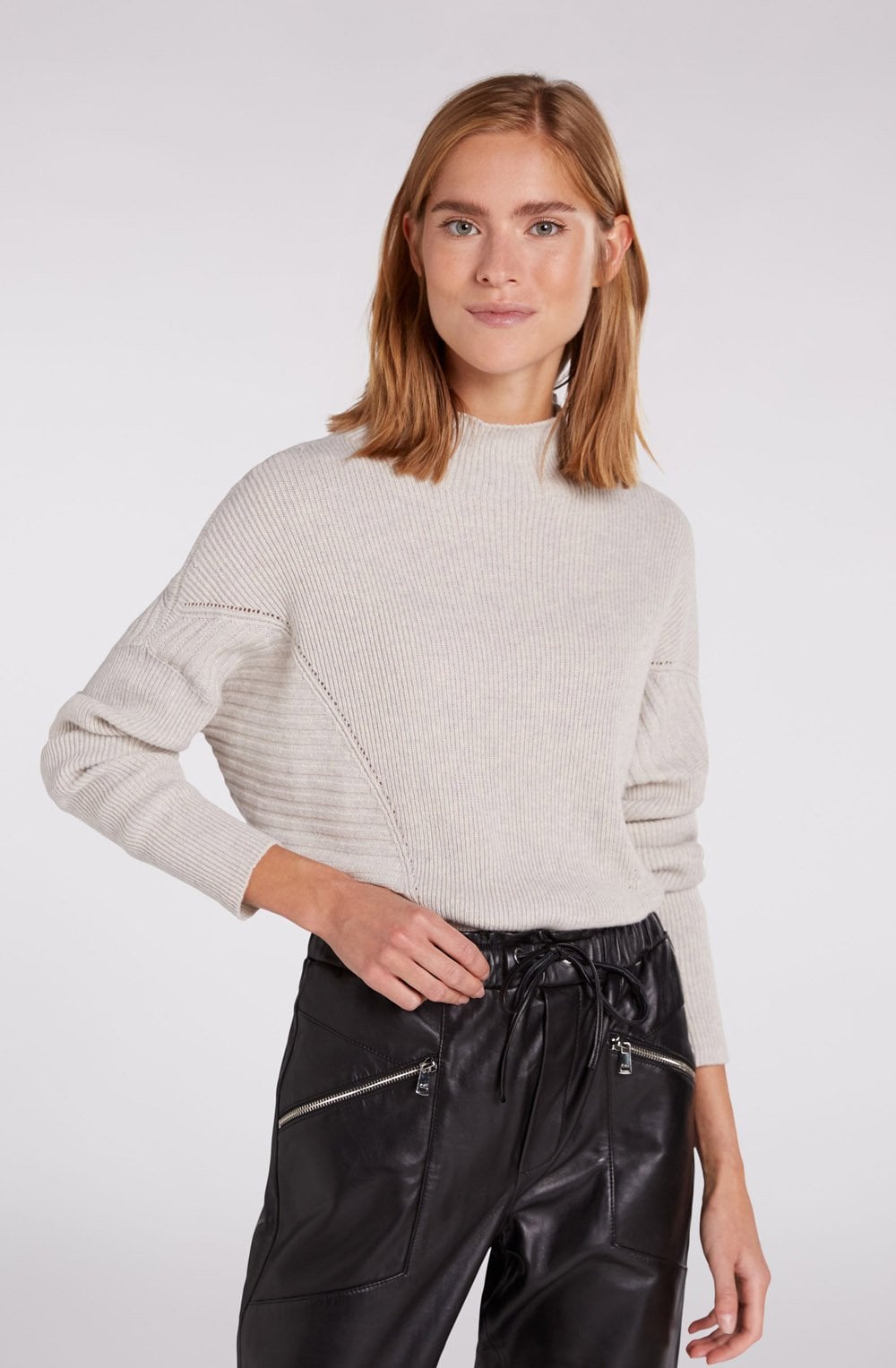 Stone Ribbed Knit Jumper