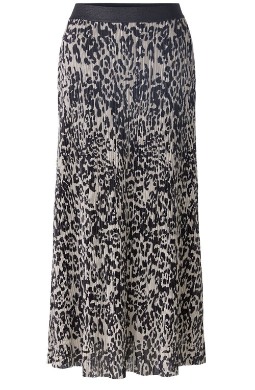 Stormy Taupe Crinkled Pleat Midi Skirt