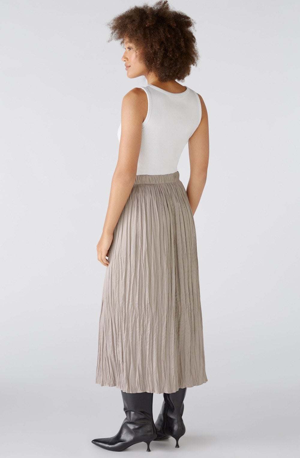 Stormy Taupe Crinkled Stain Touch Maxi Skirt