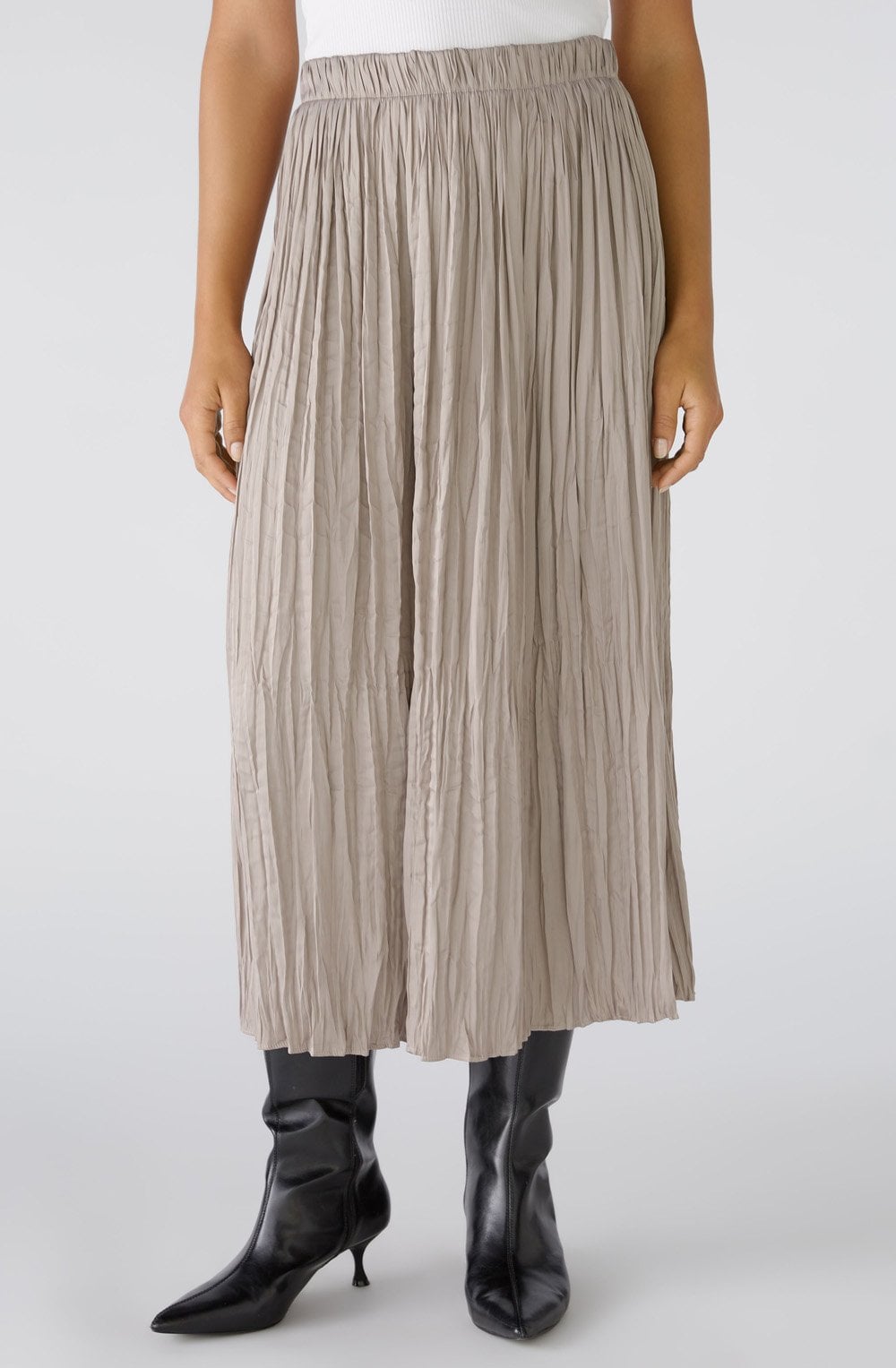 Stormy Taupe Crinkled Stain Touch Maxi Skirt