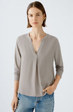 Stormy Taupe Jersey Back Blouse