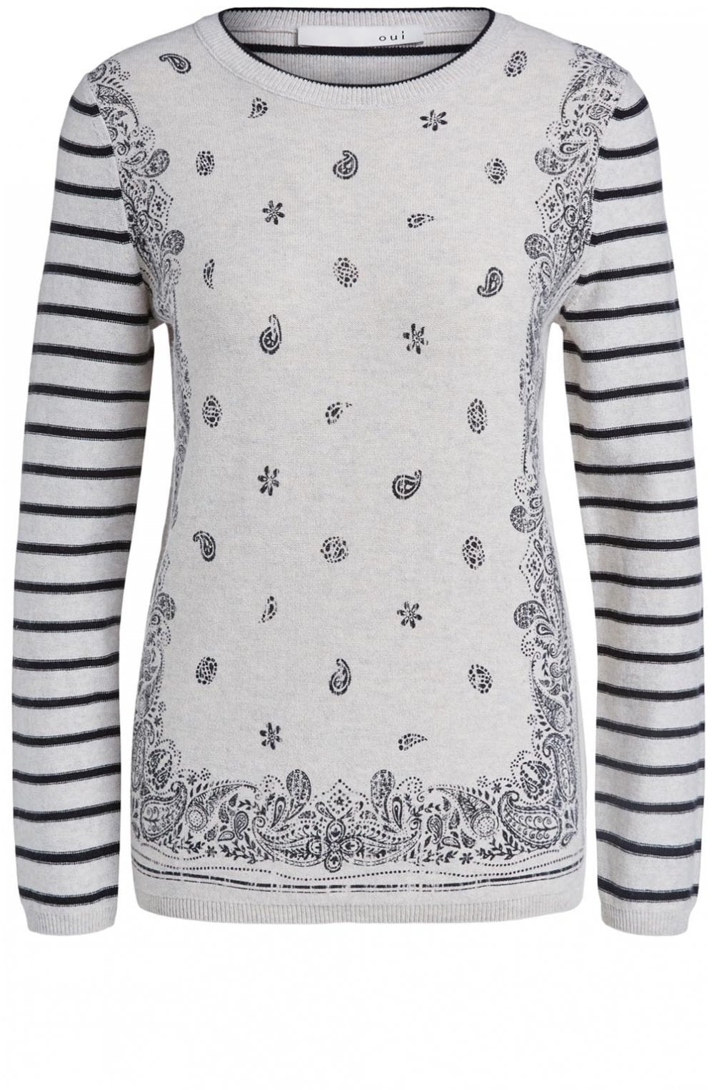 Stripe & Paisley Print Jumper