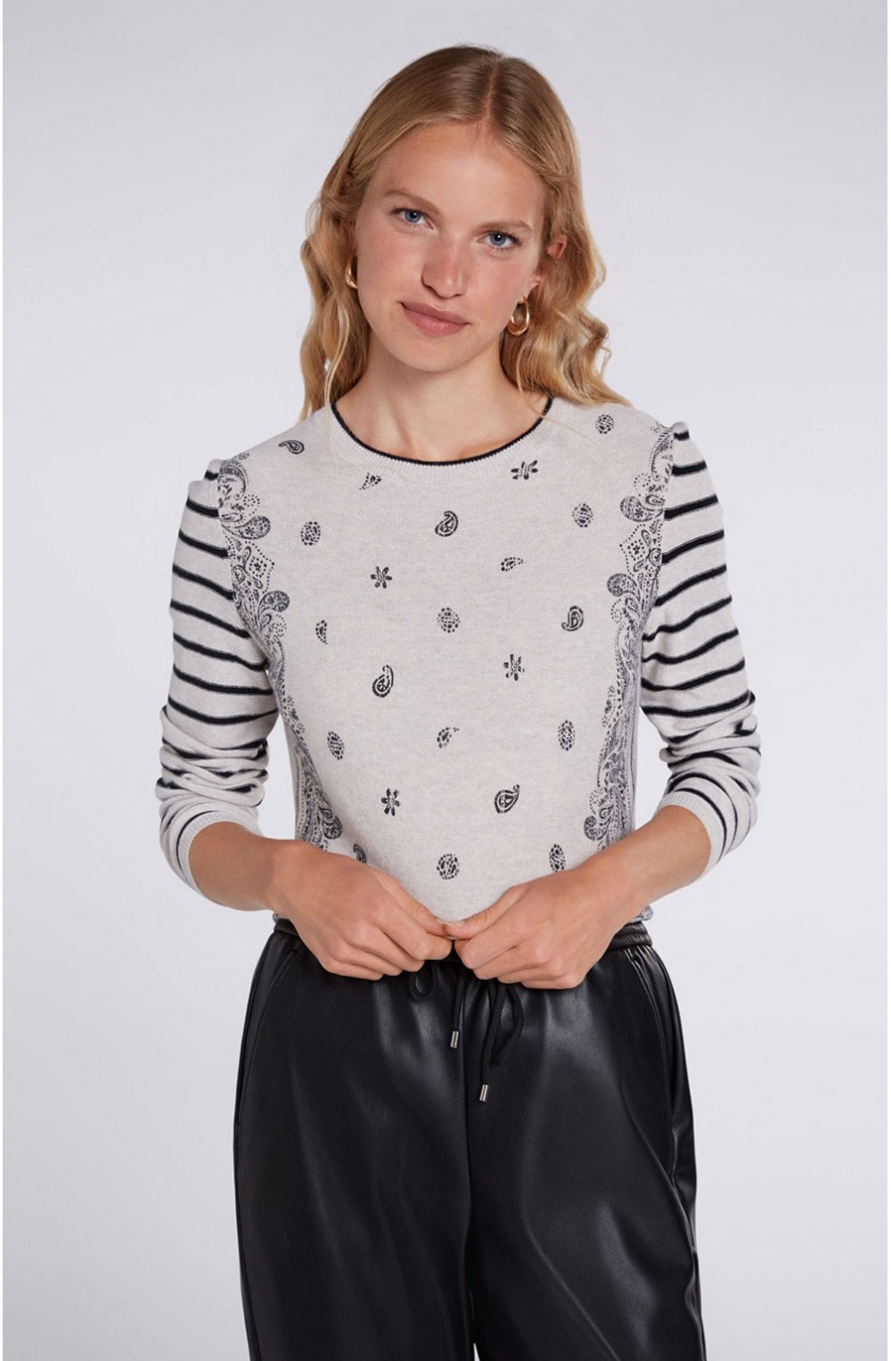 Stripe & Paisley Print Jumper