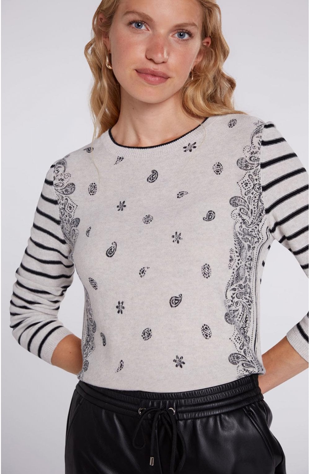 Stripe & Paisley Print Jumper