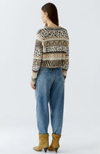 Striped Animal Print Jacquard Pullover