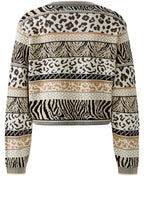 Striped Animal Print Jacquard Pullover