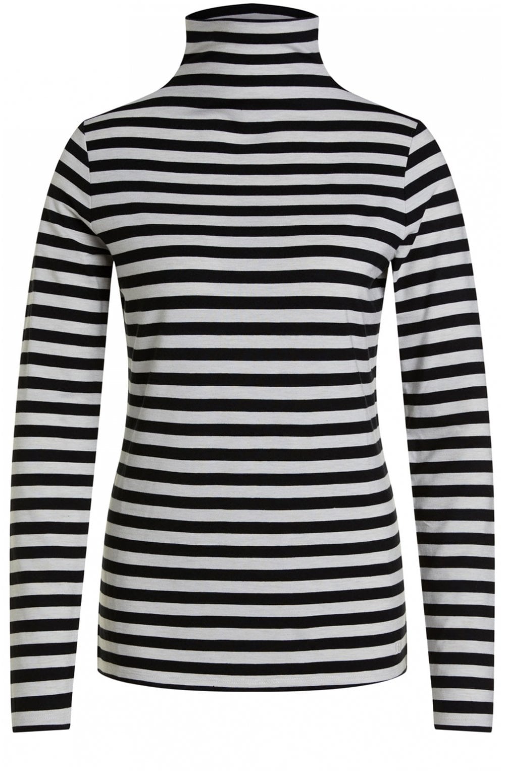 Striped Jersey Polo Neck Top