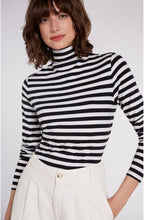 Striped Jersey Polo Neck Top
