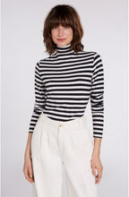 Striped Jersey Polo Neck Top
