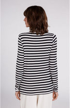 Striped Jersey Polo Neck Top