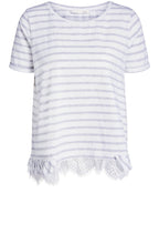Striped Lace Detailed T Shirt