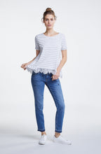 Striped Lace Detailed T Shirt