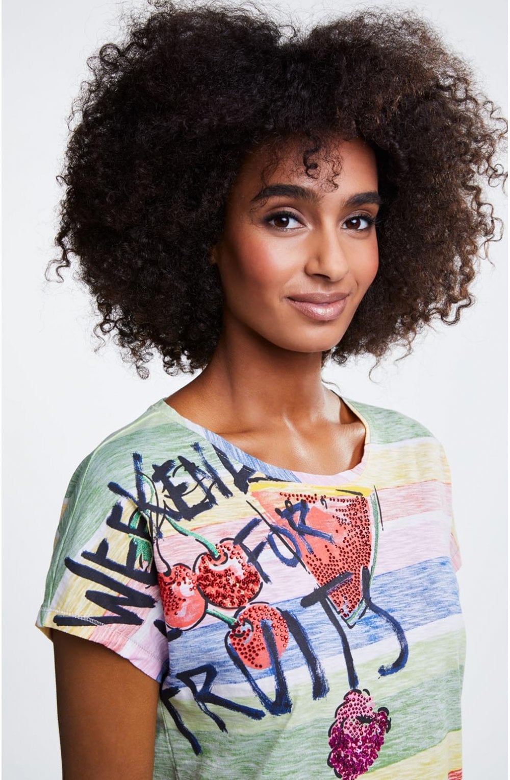 Striped Summer Fruit Design Top