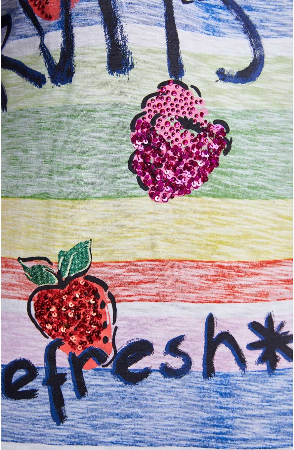Striped Summer Fruit Design Top