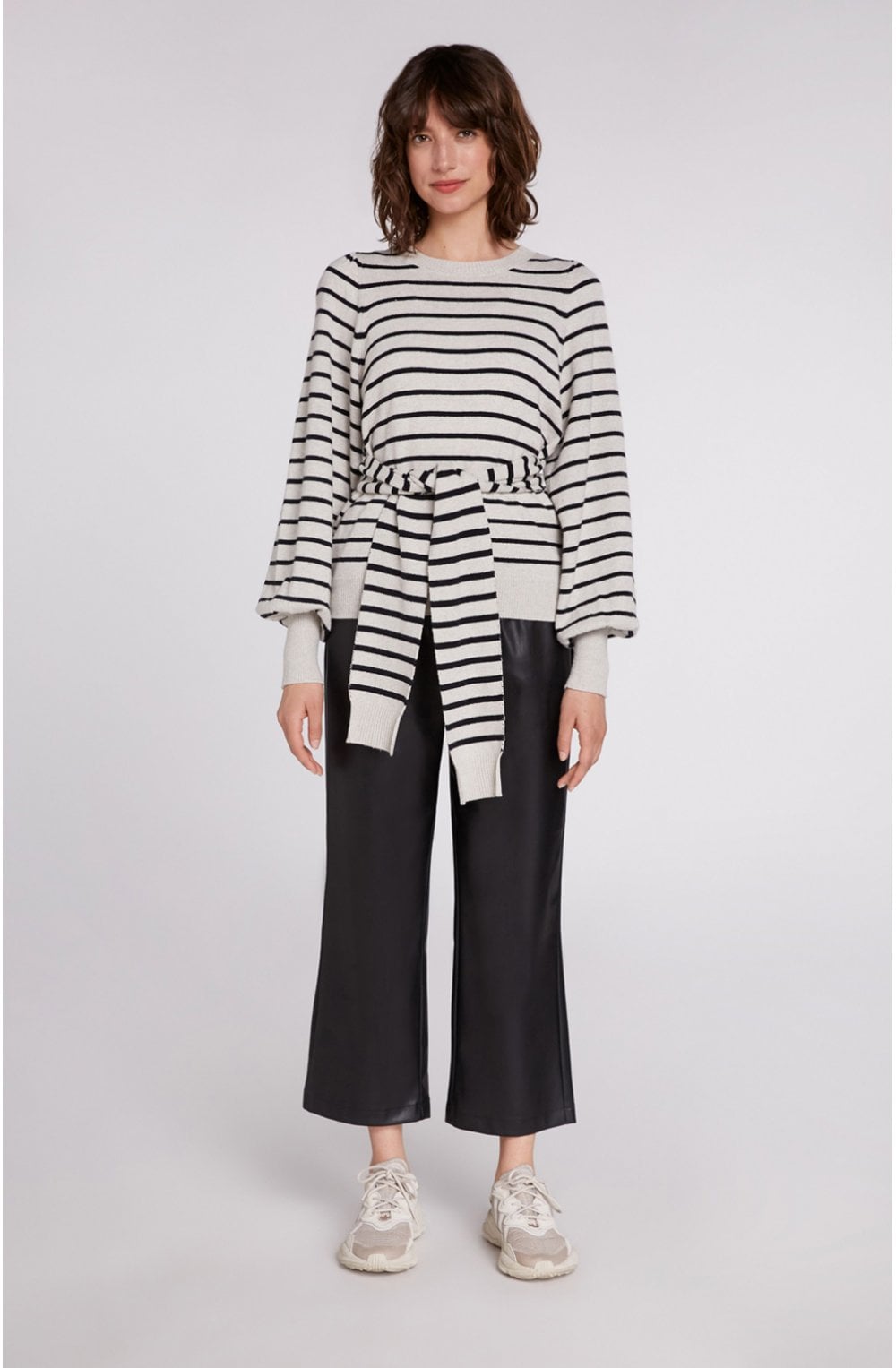 Striped Tie Waist Jumper
