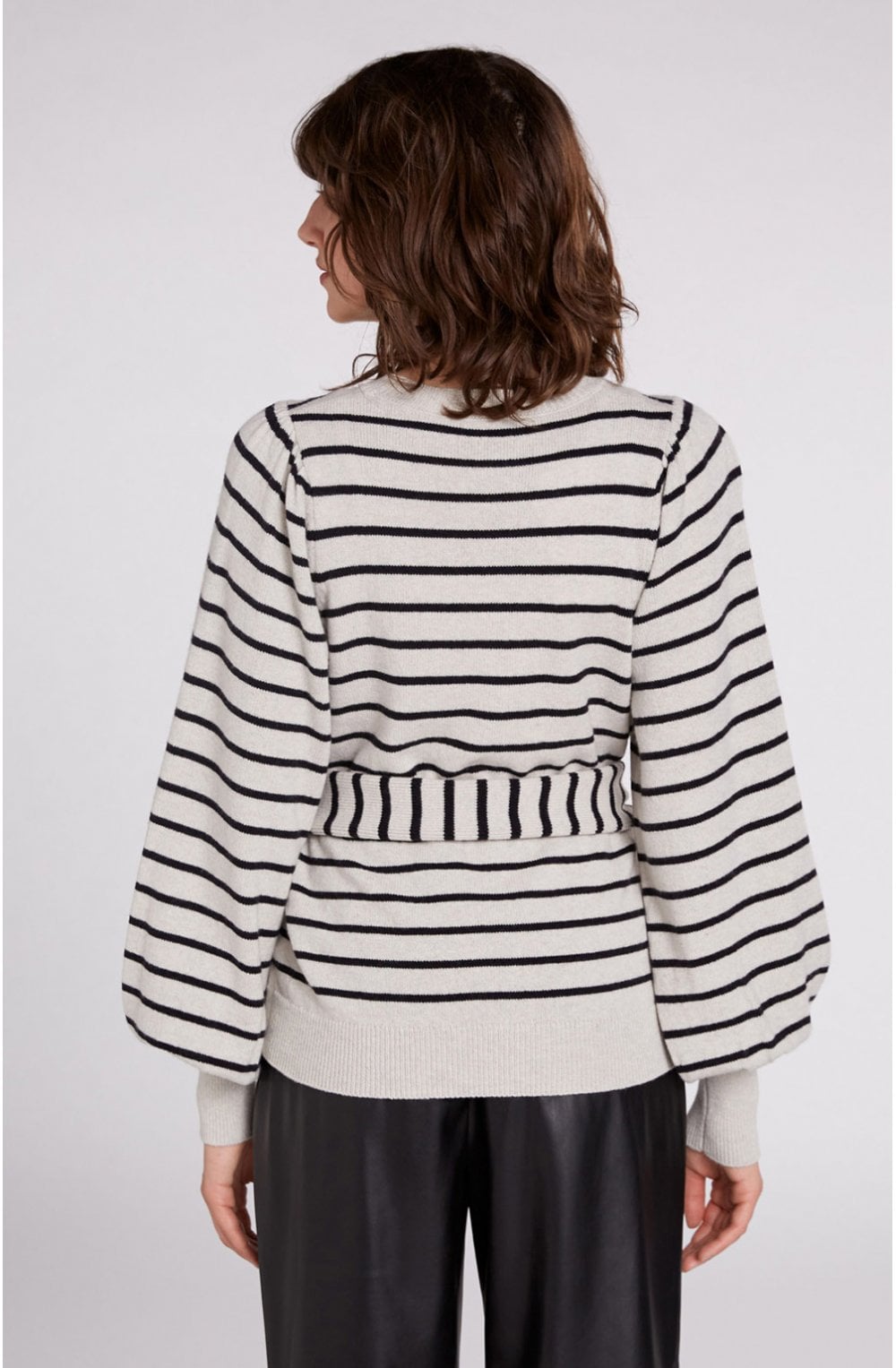 Striped Tie Waist Jumper